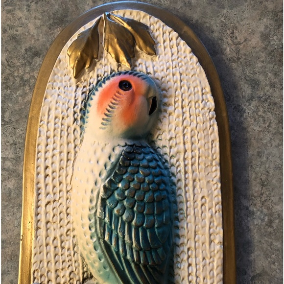 Whimsical Vintage CHALKWARE Bird Wall Hanging 14x5” Excellent Condition - Picture 4 of 8